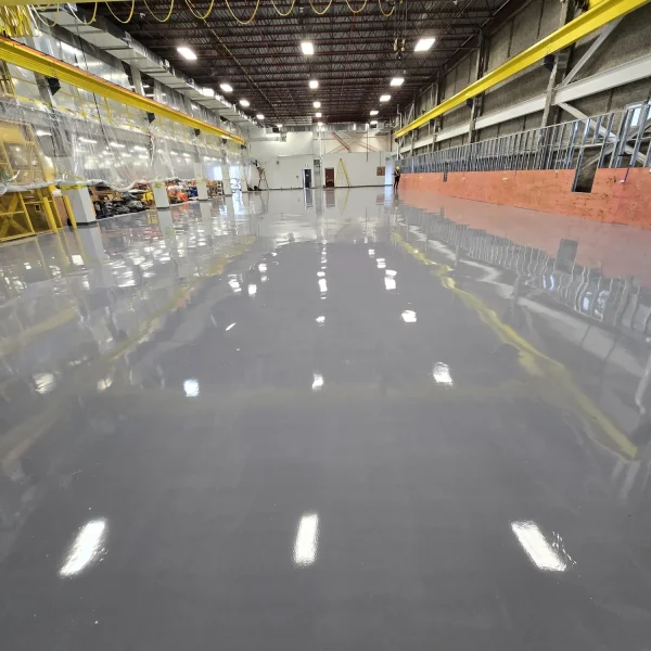 Industrial epoxy flooring in a warehouse
